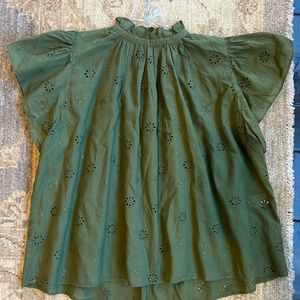 Trovata - Birds of Paradis womens blouse - great condition - army green